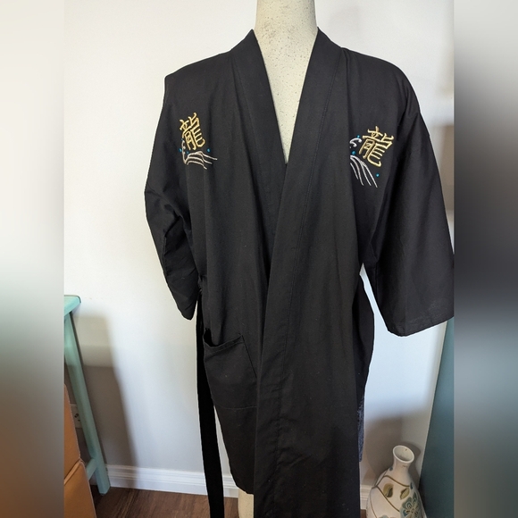 Vintage ICHIBAN Made In Japan Kimono With Gold Threaded Embroidery dragon Sz 42 - Picture 8 of 12
